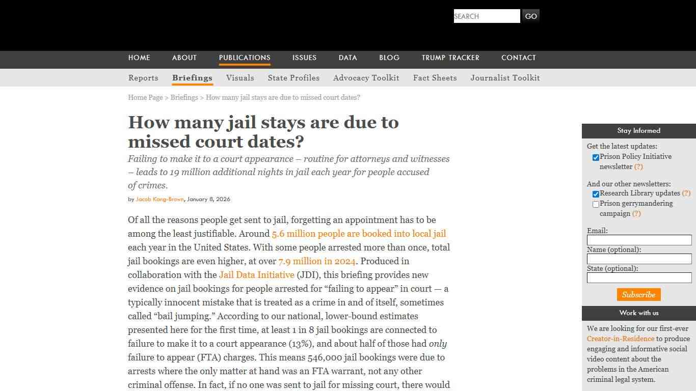 How many jail stays are due to missed court dates? | Prison Policy Initiative