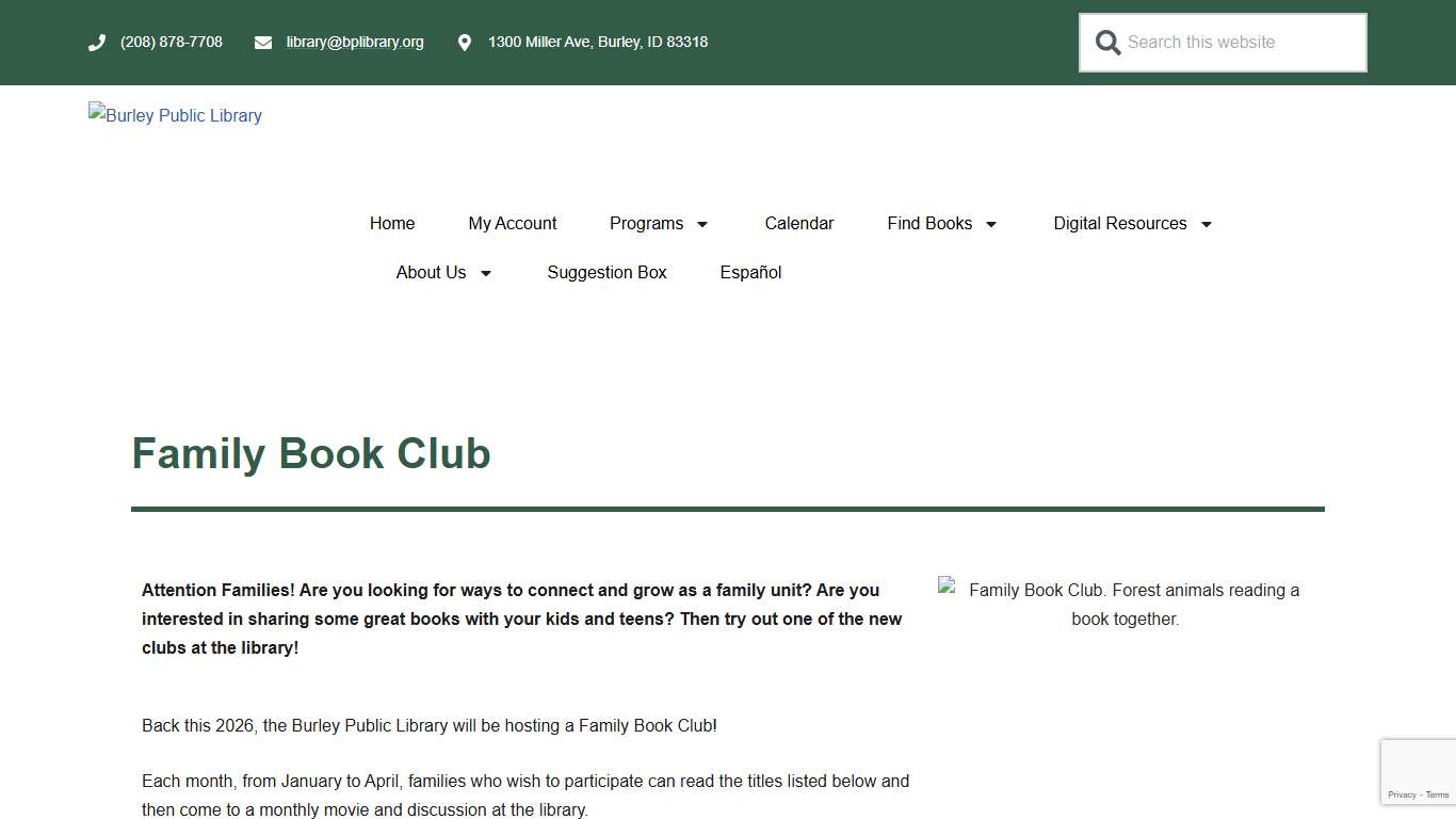 Family Book Club – Burley Public Library